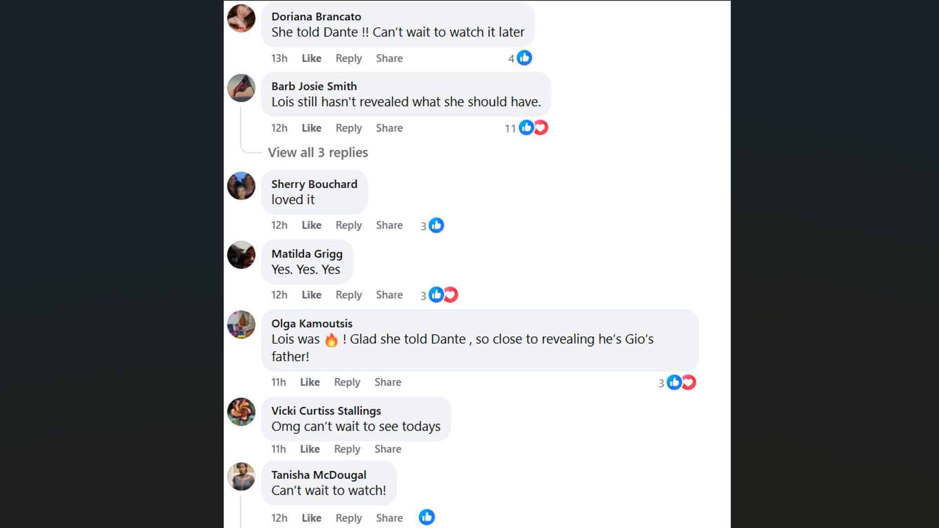 Fans voice their opinions about Lois telling the truth to Dante (Image via Facebook/General Hospital Fans - Official)